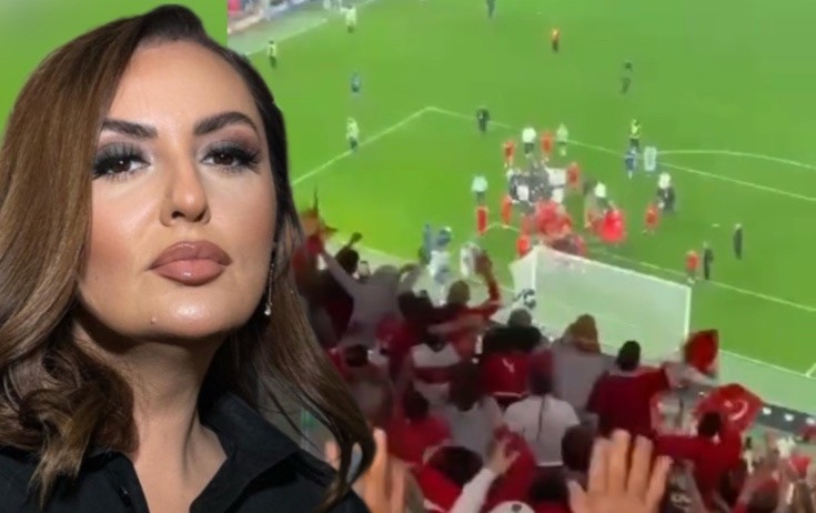 Azərbaycanlı xanım müğənni Türkiyənin oyununu stadiondan izlədi - VİDEO