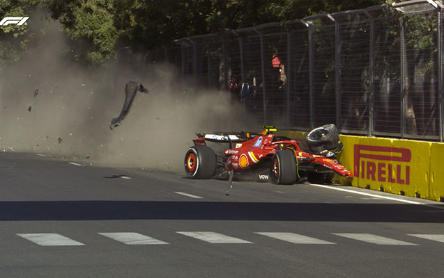 Bakıda keçirilən “Formula 1”də baş verən ağır qəzadan FOTOLAR