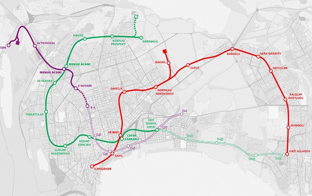 Bakıda yeni tikiləcək 10 metro stansiyası harada yerləşəcək?